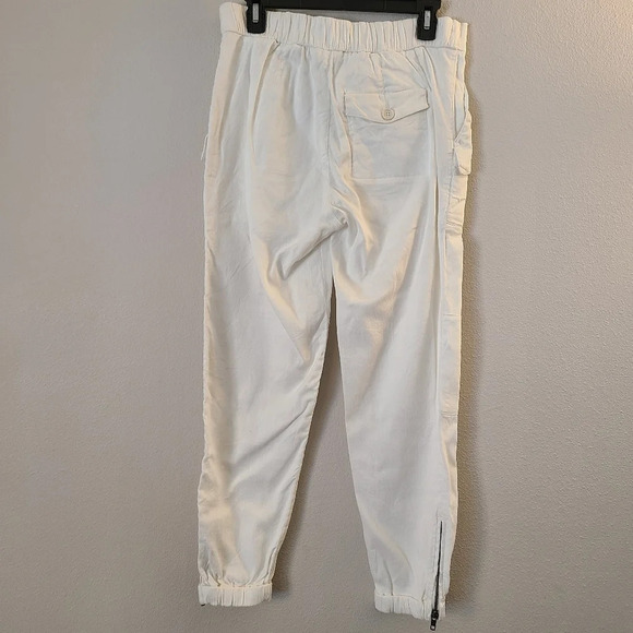 James Perse White Linen Blend Zip Ankle Jogger Pants - Picture 4 of 7